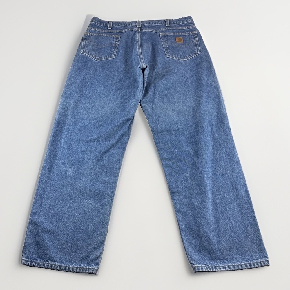 Carhartt Flannel Lines Jeans Men 40x32 Relaxed Fit Blue Denim B172 DST Work READ - Picture 3 of 9